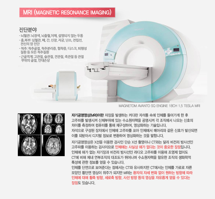 MRI(magnetic resonance imaging)